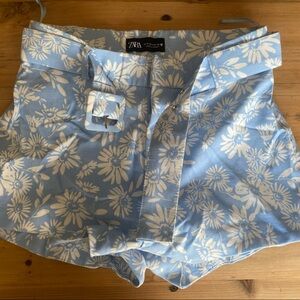 Zara Floral Shorts with Belt